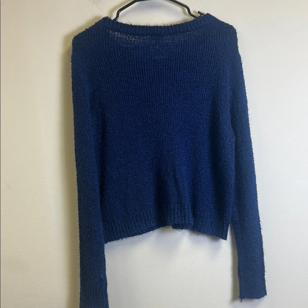 Divided Blue Crew Neck Sweater with Textured Knit